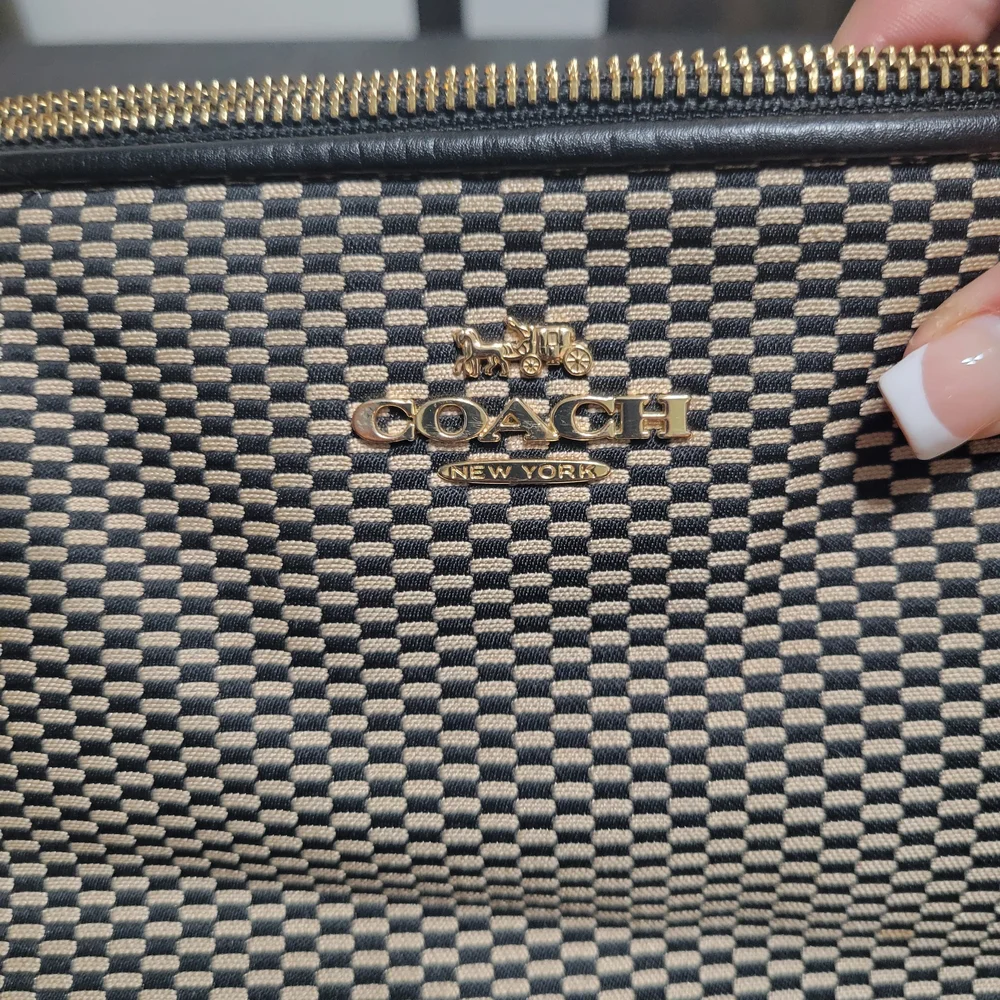 Coach Black and‎ Tan Checkered Shoulder Bag